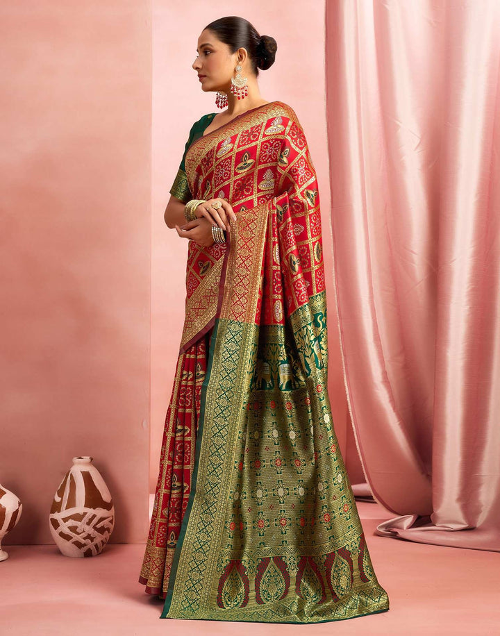 Wedding WearRed Color Banarasi Silk Woven Patola Saree