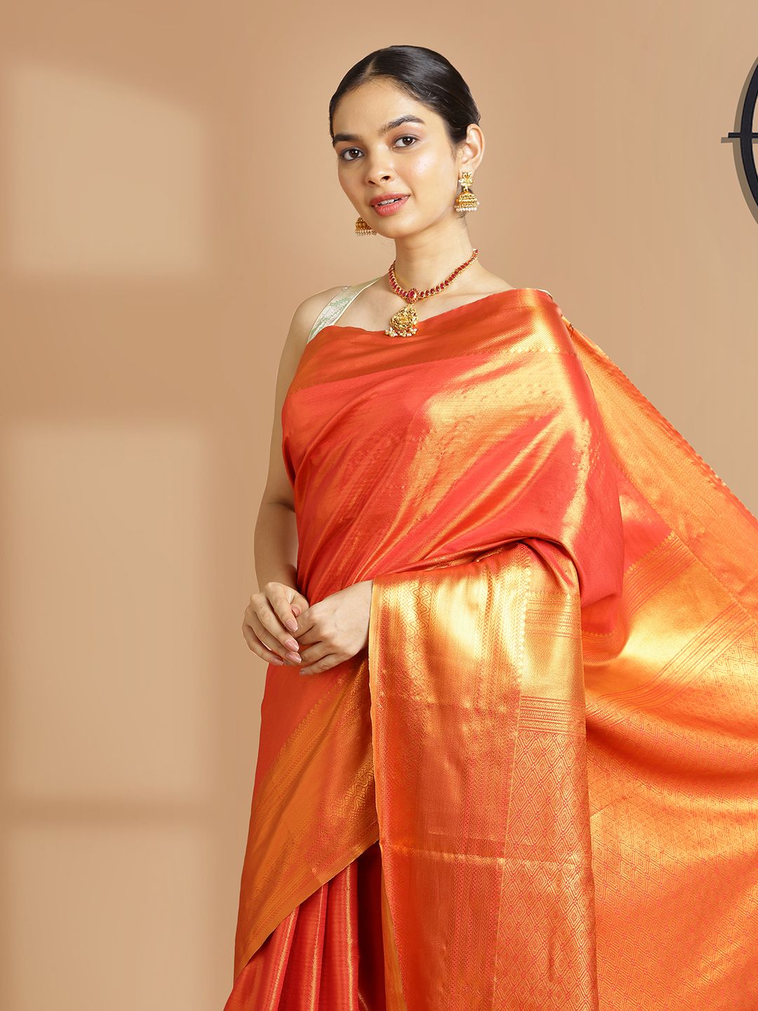 Wedding Wear Red Color Tissue Silk Saree
