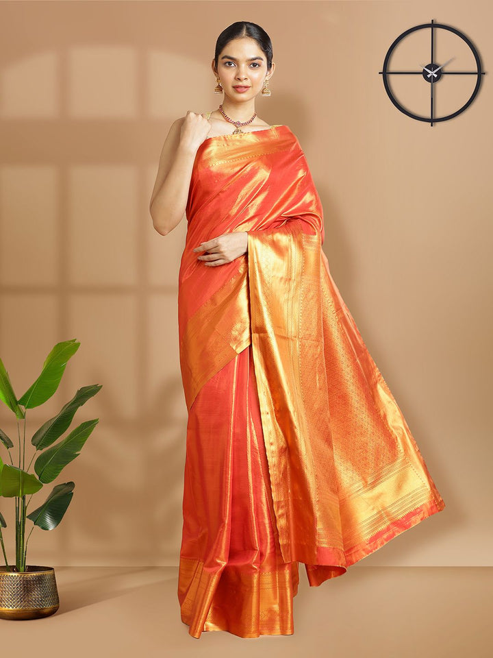 Wedding Wear Red Color Tissue Silk Saree