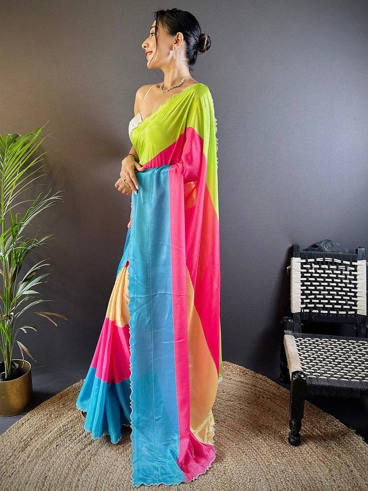 Wedding Wear Vibrant Color Banarasi Soft Silk Saree