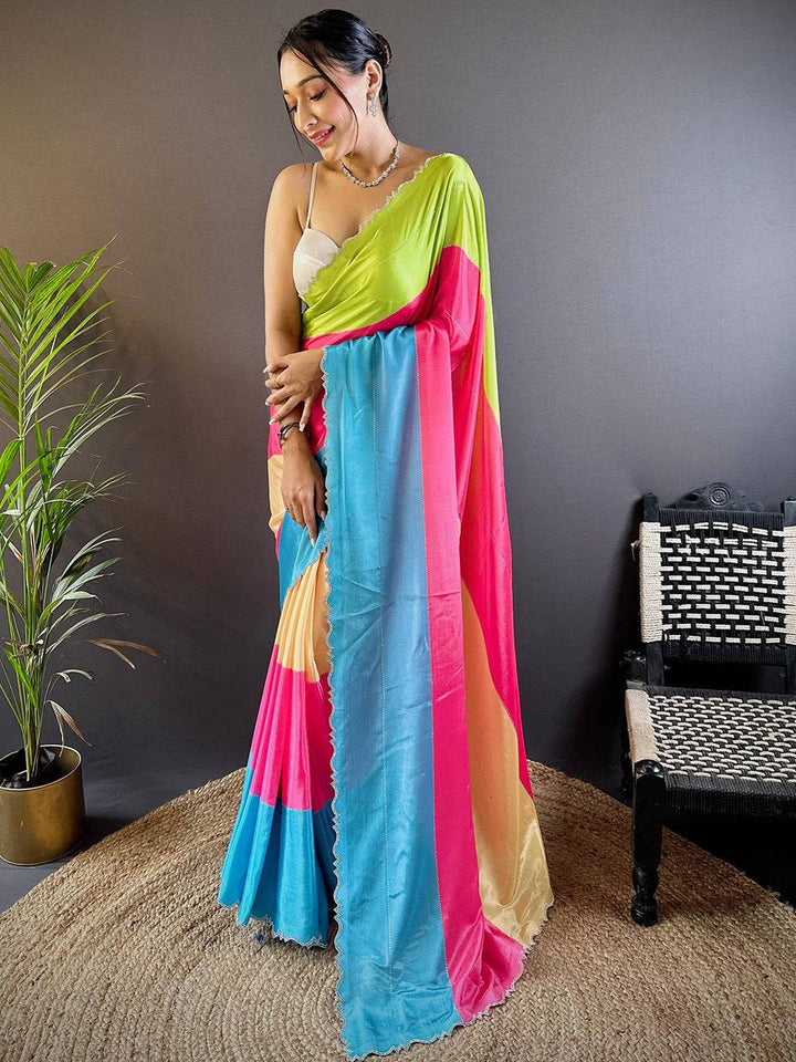 Wedding Wear Vibrant Color Banarasi Soft Silk Saree