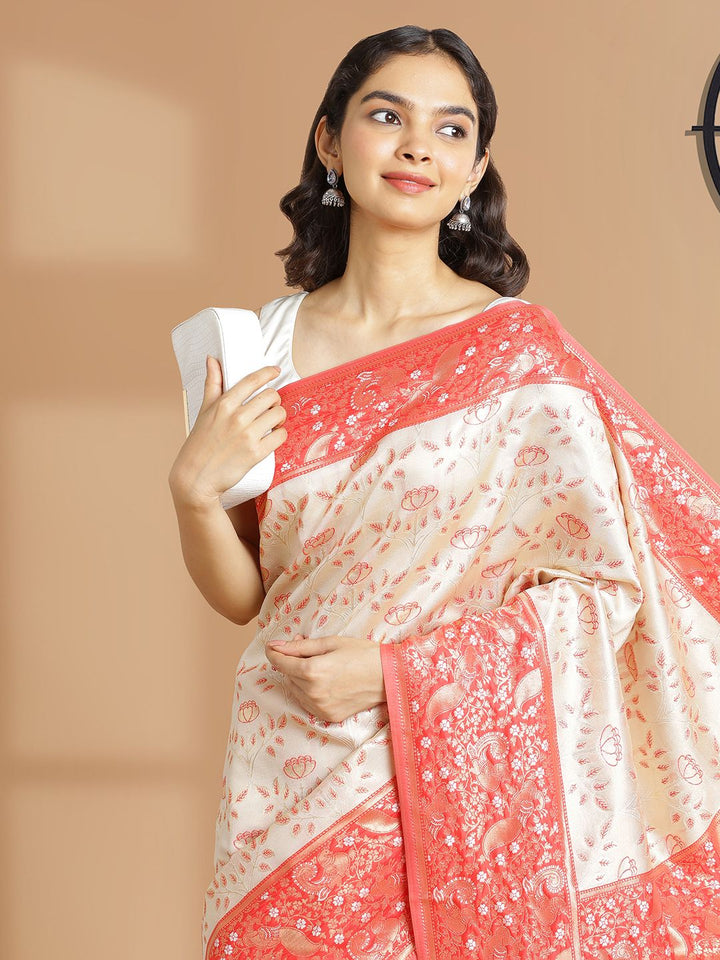 Wedding Wear Off White Color Tissue Silk Saree