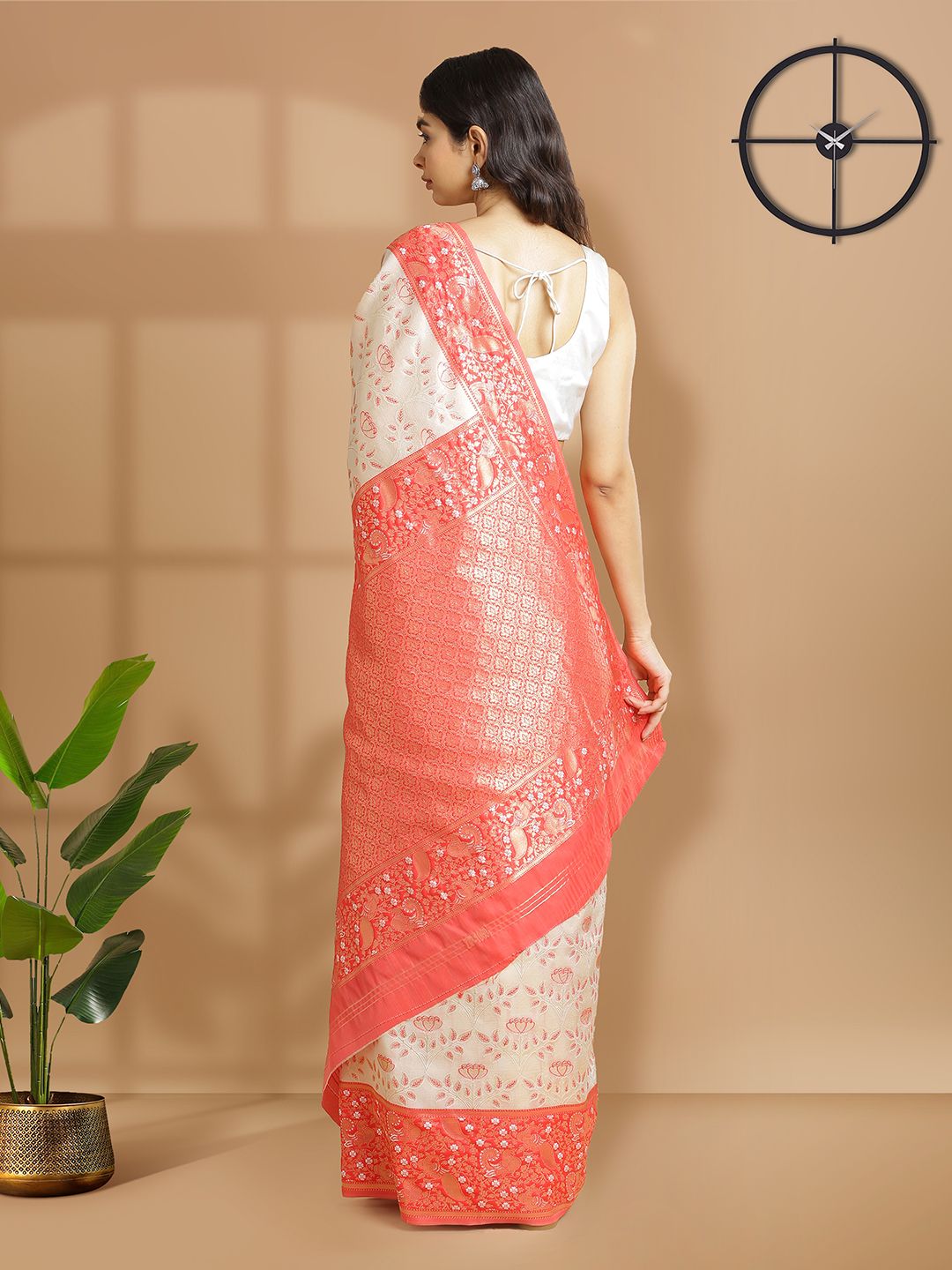 Wedding Wear Off White Color Tissue Silk Saree