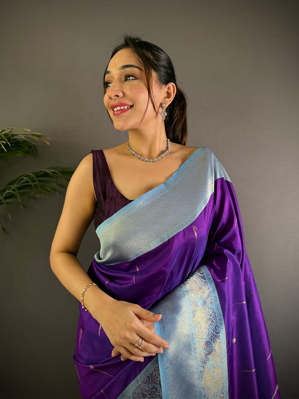 Peach & Teal Ombre Soft Silk Saree with Floral Print & Tassel Border